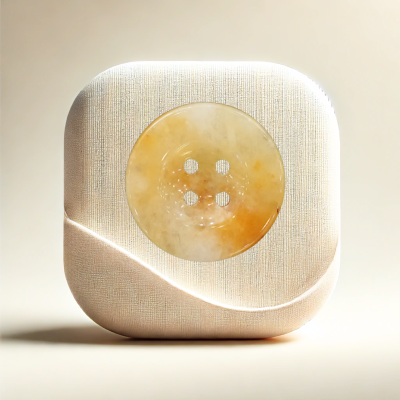 Golden amber gemstone button with four-hole design