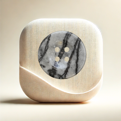 Luxury gray marble gemstone button with a four-hole design