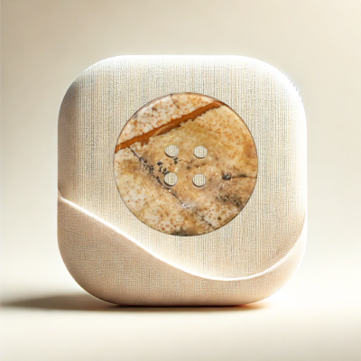 Gemstone button with four-hole design, perfect for adding elegance and luxury to formal and custom garments.