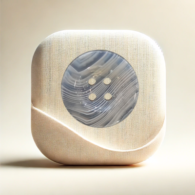 Luxury blue agate gemstone button with a four-hole design