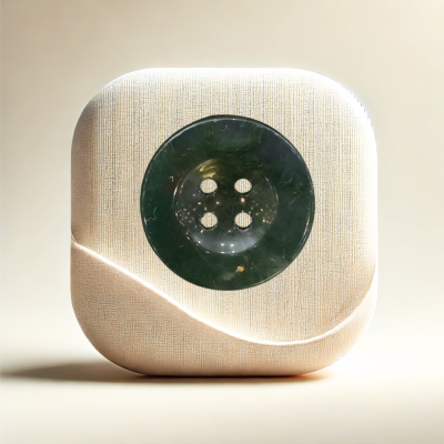 Luxury green jade gemstone button with a four-hole design,