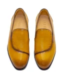 Stylish mustard leather shoes for men with studded detailing, perfect for business, casual, and semi-formal occasions.