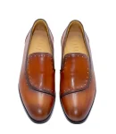 Elegant brown leather shoes for men with studded detailing, perfect for casual, business, and semi-formal occasions.