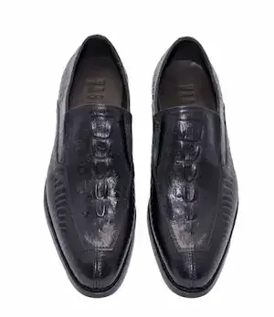 Black Crocodile Embossed Leather Shoes